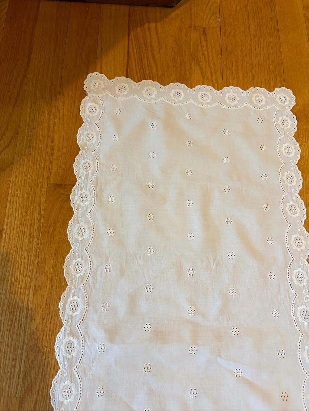 White Eyelet Table Runner - Home Accents
